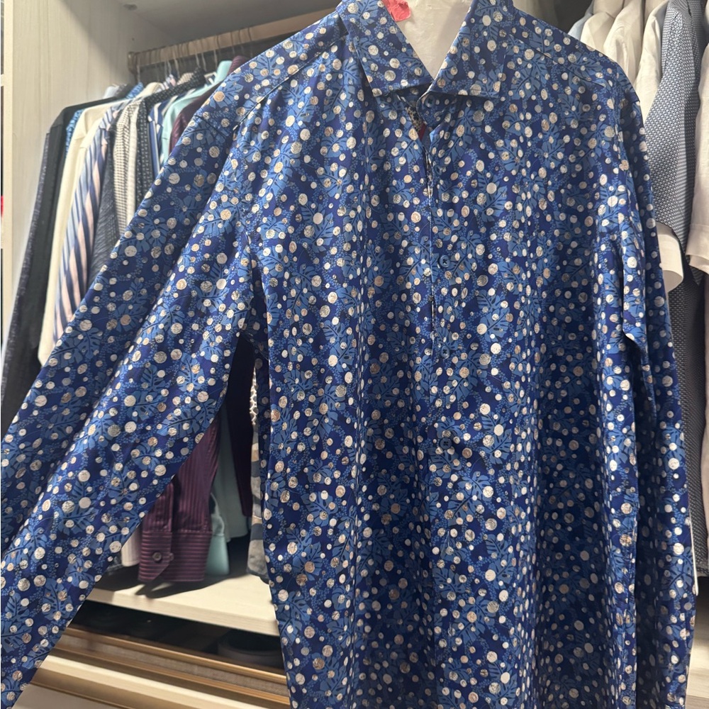 Men's Blue Polka Dot Shirt